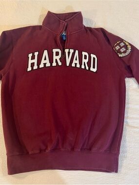 Harvard University Quarter-Zip Sweatshirt — Blue 84, Size M